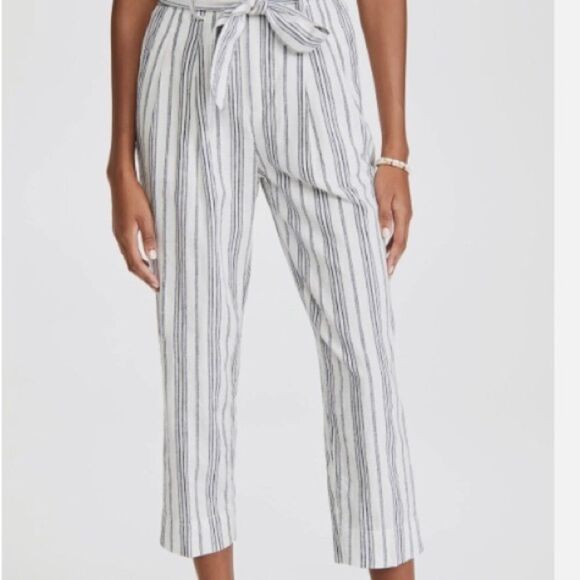 Madewell Baltic Striped Paper Bag Pants, Size 2.  Linen Blend.  Great Condition! - Picture 3 of 10